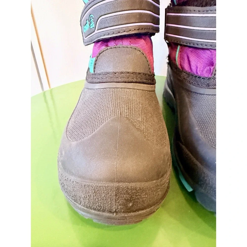Kamik Snowciast Waterp Snow Boots Girls Size 2 US Pink Purple Black - Excellent